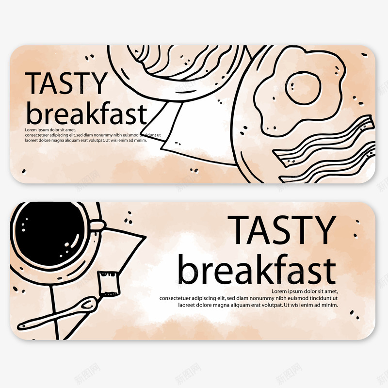 手绘横幅的美味的早餐png免抠素材_新图网 https://ixintu.com 咖啡 手绘 早餐 横幅 美味 面包 鸡蛋