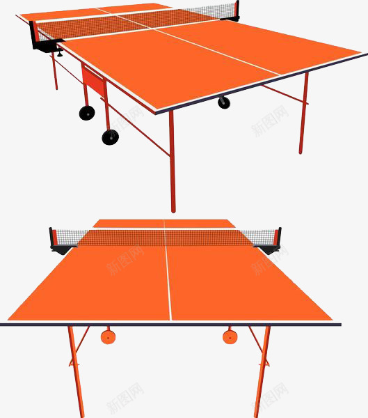 橙色乒乓球台png免抠素材_新图网 https://ixintu.com 乒乓球台 乒乓球桌 体育用具 卡通球台 手绘平面 橙色球台 球台