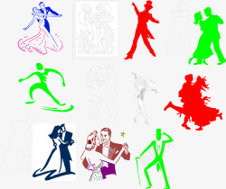 舞蹈男女国标舞蹈的各种跳舞人员矢量图高清图片