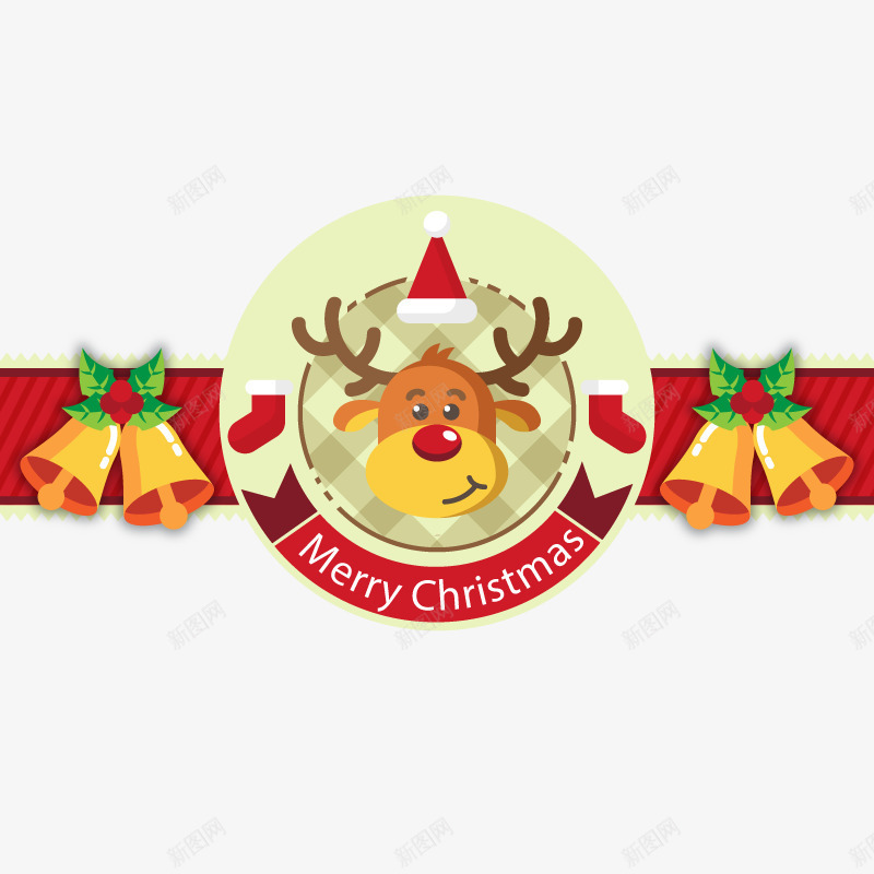 圣诞节横幅png免抠素材_新图网 https://ixintu.com 圣诞素材 圣诞节 圣诞节矢量 圣诞铃铛 圣诞麋鹿