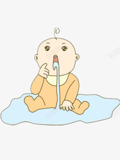 流口水的孩子png免抠素材_新图网 https://ixintu.com 卡通 手绘 淡橙色 淡蓝色