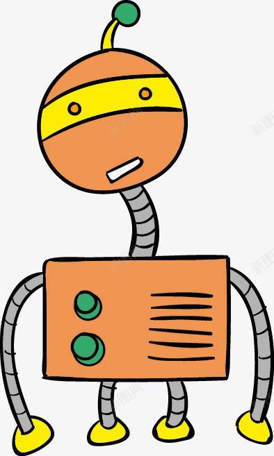 卡通惊讶的橙色机器人png免抠素材_新图网 https://ixintu.com 儿童节 卡通 扁平 机器人 科技 简约