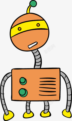 卡通惊讶的橙色机器人素材