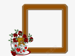 红花桃心相框高清图片