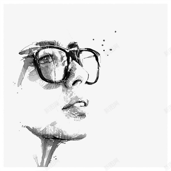 法国黑白插画psd免抠素材_新图网 https://ixintu.com Florian NICOLLE 手绘画 肖像插画