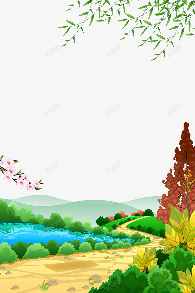 山间小路春色边框由新图网用户分享上传,推荐搜索叶子装饰,大自然景色