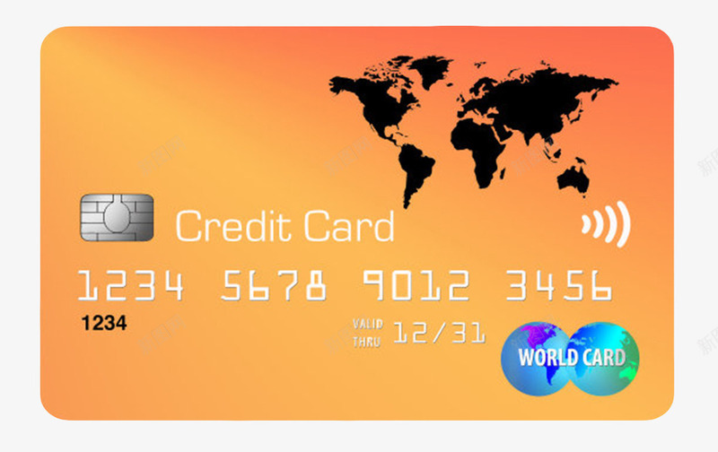 橙色世界地图的通用信用卡png免抠素材_新图网 https://ixintu.com card credit 付款 信用 信用卡 信贷 光碟 声音 播放 贷记卡 银行 非现金
