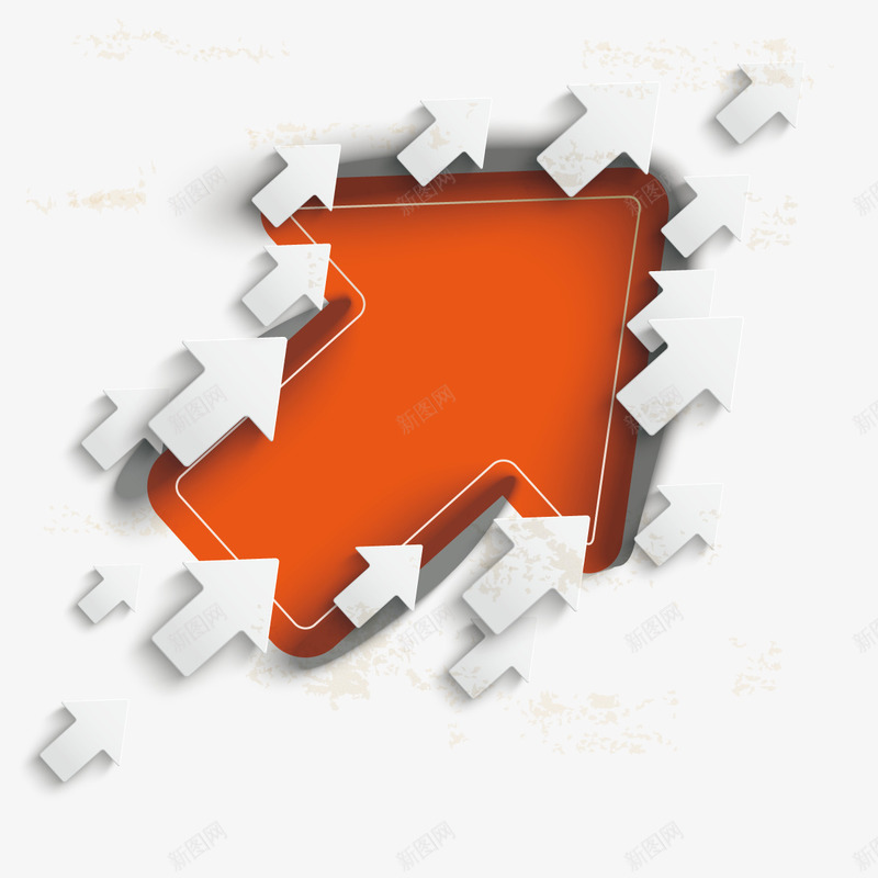 橙色创意箭头图案图标png_新图网 https://ixintu.com 方向 标签设计 橙色 白色小箭头 矢量素材