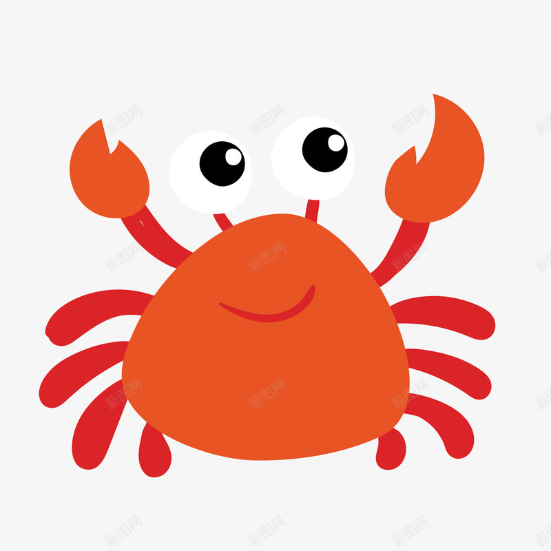 卡通橙色螃蟹png免抠素材_新图网 https://ixintu.com 卡通动物 卡通螃蟹 橙色螃蟹 背景装饰