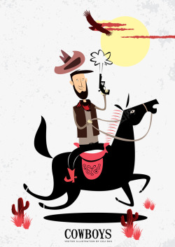 骑马的牛仔有趣的卡通高清图片