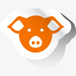 橙色的猪猪头贴纸插画矢量图高清图片