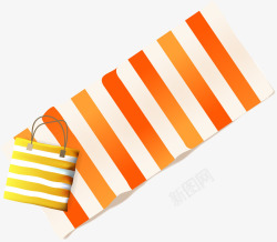 海滩毯子橙色条纹沙滩毛巾高清图片