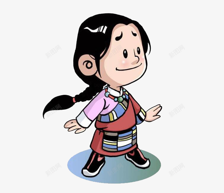 藏族女孩png免抠素材_新图网 https://ixintu.com 卡通 女孩 手绘 民族 藏文 藏族