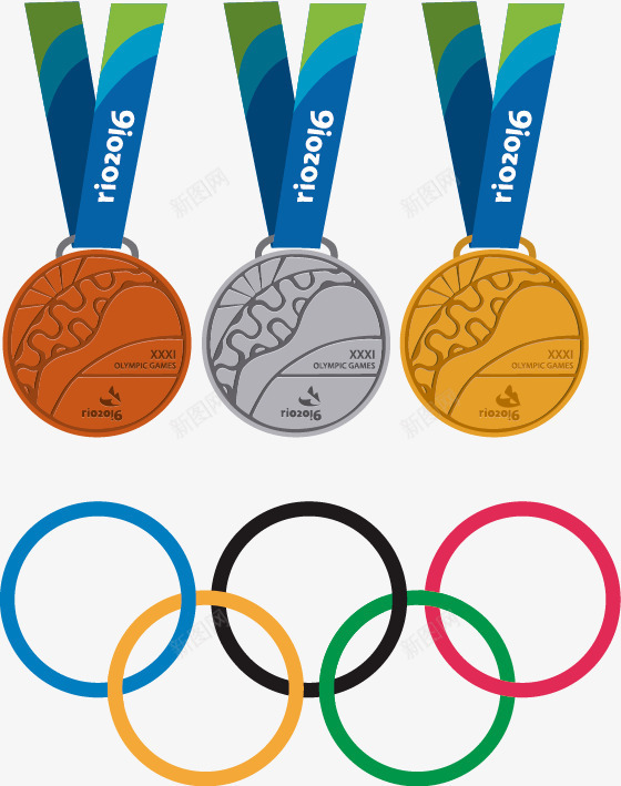 巴西里约奥运会奖牌png免抠素材_新图网 https://ixintu.com 2016奥运会 五环 奖章 奥运会 巴西里约奥运会 金银铜牌