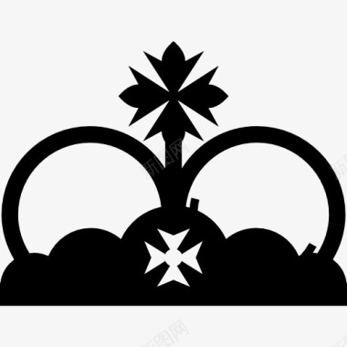 皇冠十字架象征两像十字军东征图标图标