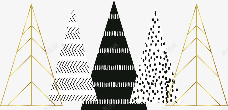 黑色简约线条松树林png免抠素材_新图网 https://ixintu.com 圣诞节 松树 松树林 线条树木 装饰图案 黑色树木
