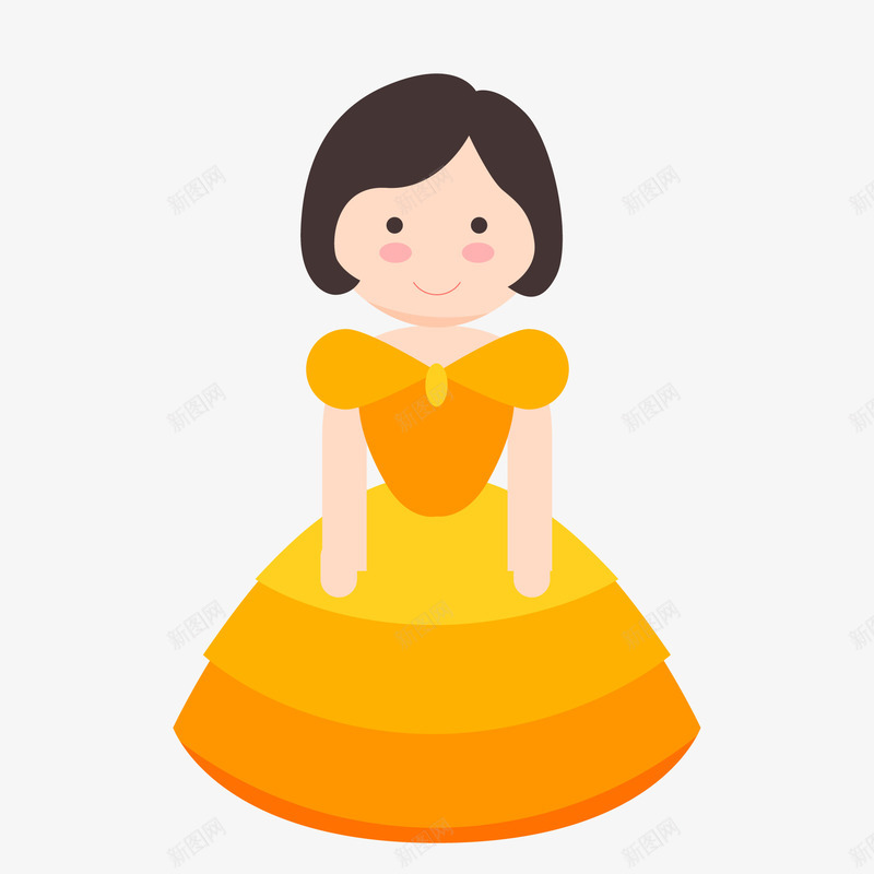 卡通穿橙色裙子的人物png免抠素材_新图网 https://ixintu.com 人物设计 公主 卡通人物 表演 裙子 话剧