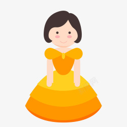 卡通穿橙色裙子的人物素材