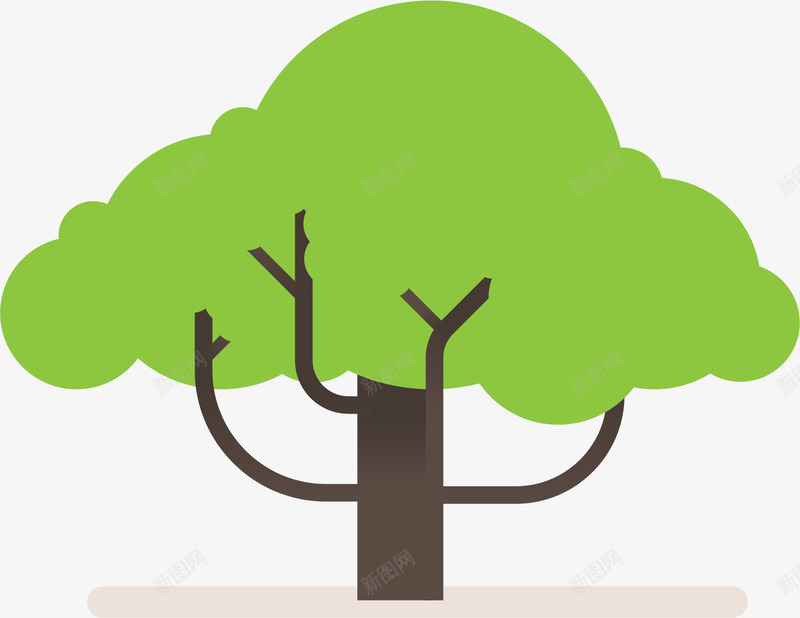 卡通绿色大树图案png免抠素材_新图网 https://ixintu.com 大自然 小树 树 树木 清新 简约