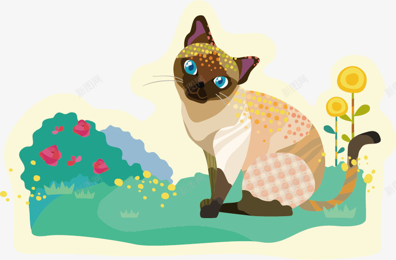 在草坪上戏耍的猫矢量图ai免抠素材_新图网 https://ixintu.com 动物 彩绘 水墨 油画 艺术品 矢量图