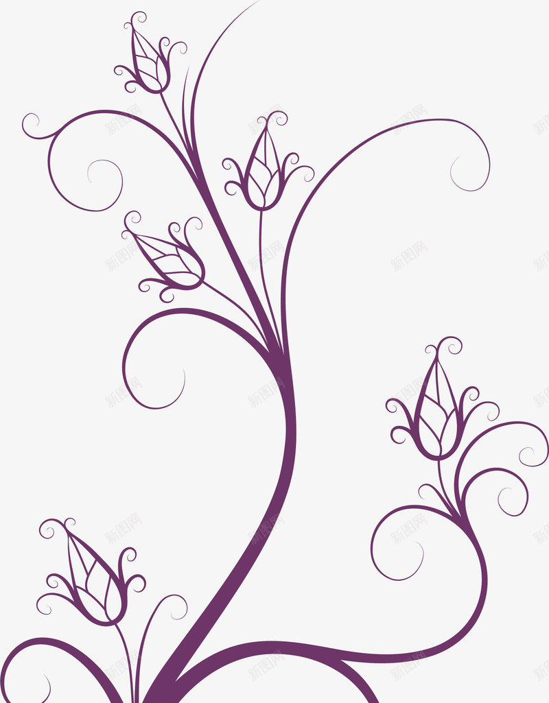 紫色简约树藤png免抠素材_新图网 https://ixintu.com 树木 简约植物 紫色树藤 线条植物 自然植物 装饰图案