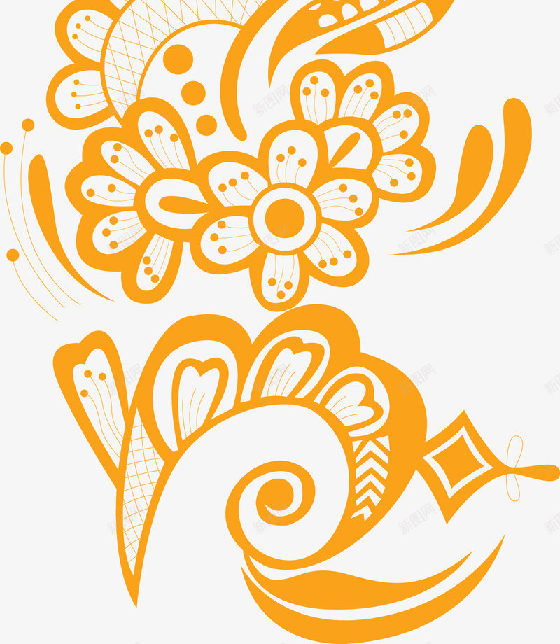 橙色迷你风格海娜风格png免抠素材_新图网 https://ixintu.com 卡通风格 印度海娜手绘 橙色 海娜手绘 海娜纹身
