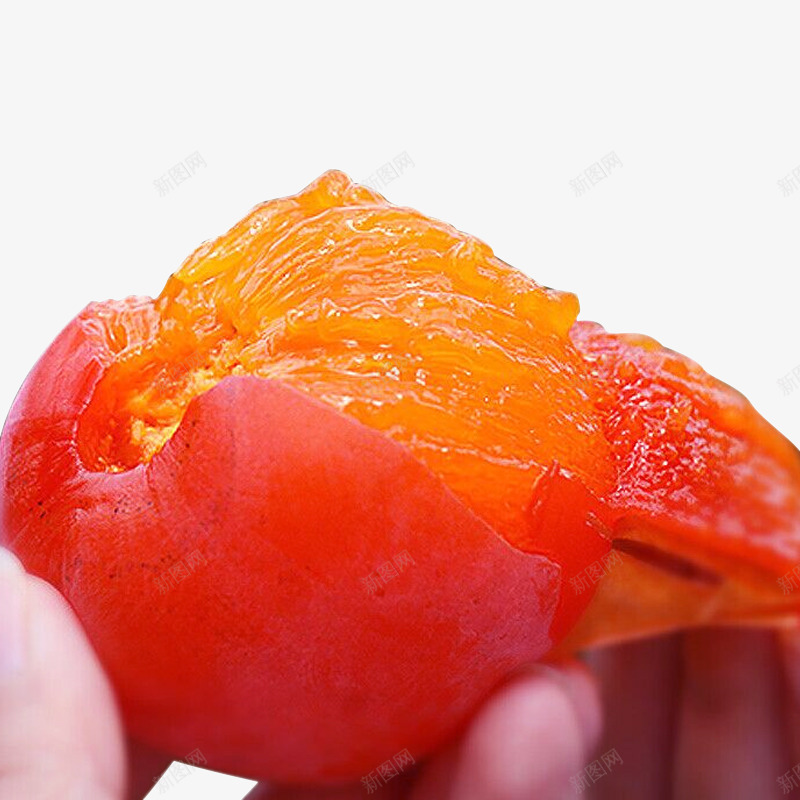 手撕柿子png免抠素材_新图网 https://ixintu.com 柿子 橙色 水果 红色