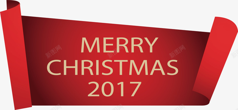 红色卷纸圣诞横幅png免抠素材_新图网 https://ixintu.com 2017圣诞 圣诞快乐 圣诞节 矢量png 红纸 红色卷纸