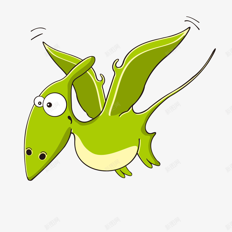 卡通飞翔的恐龙矢量图ai免抠素材_新图网 https://ixintu.com 动物设计 卡通 恐龙设计 绿色 远古时代 飞翔 矢量图