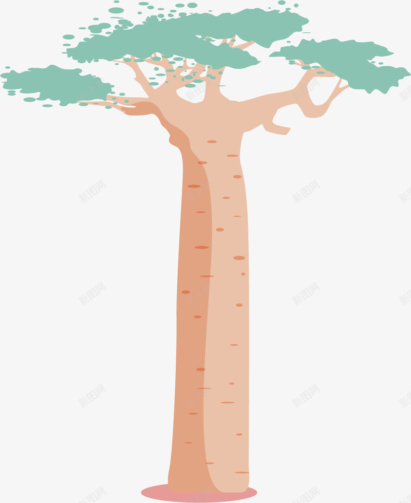 卡通切割树木png免抠素材_新图网 https://ixintu.com 切割 卡通风格 猴面包树 矢量树木 粗大 非洲树