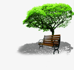 绿色公园风光景色树木长椅素材