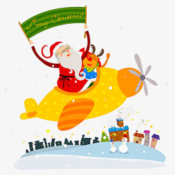 圣诞老人横幅卡通飞船上的圣诞老人高清图片