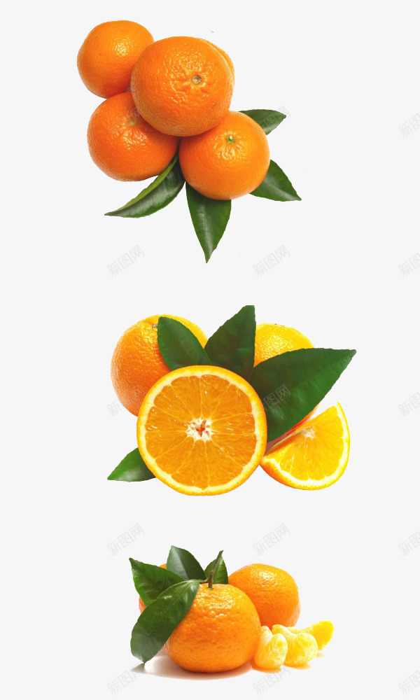 橙色橘子png免抠素材_新图网 https://ixintu.com 创意水果 卡通橙子 橘子 橙色橘子 甜橙 绿色叶片