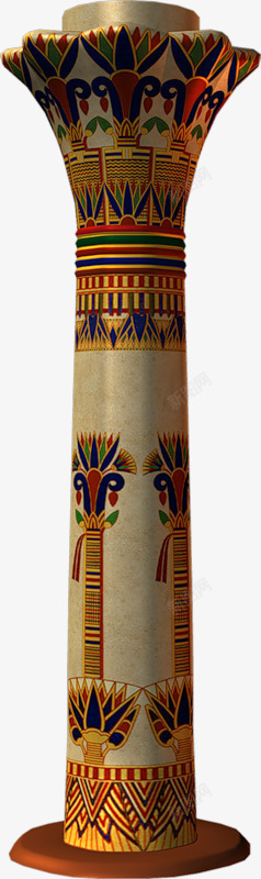 埃及彩绘石柱素材