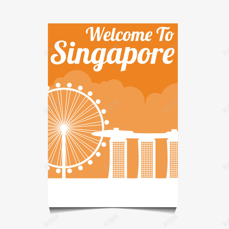 橙白色新加坡旅游卡片矢量图ai免抠素材_新图网 https://ixintu.com 新加坡 新加坡旅游 旅游 旅游卡片 橙色 白色 英文 矢量图