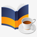 书本和咖啡图标png_新图网 https://ixintu.com 图标 橙色 白色 蓝色