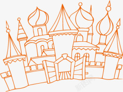 创意线条城堡橙色素材
