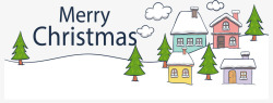 小镇横幅彩色小屋圣诞节横幅矢量图高清图片