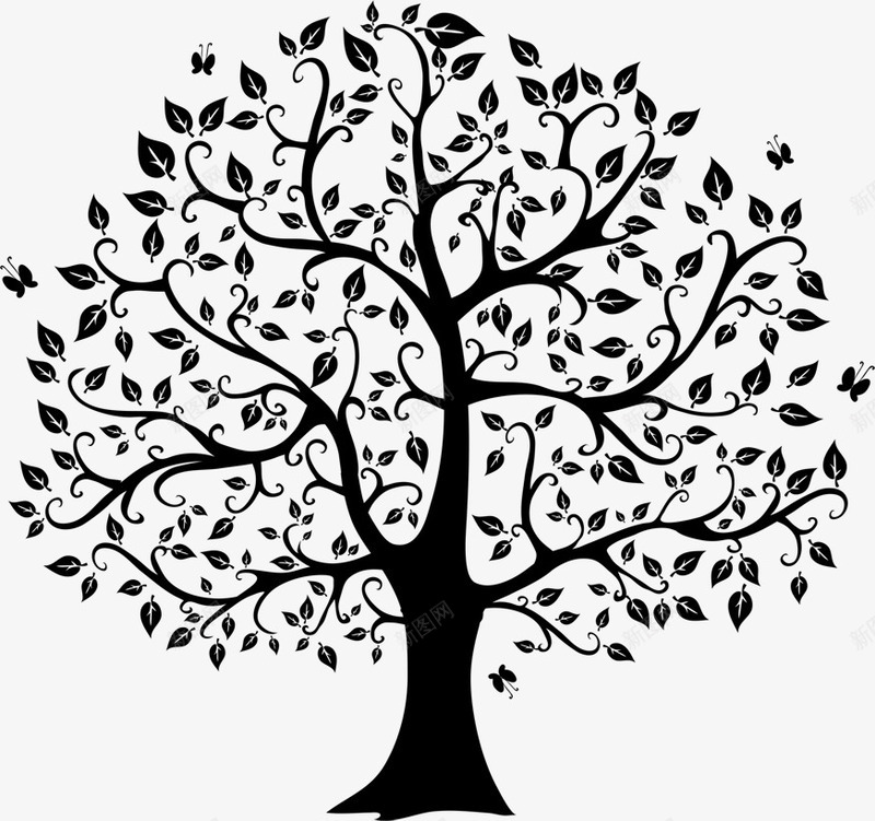 黑色精致手绘树木创意png免抠素材_新图网 https://ixintu.com 创意 树木 精致 黑色