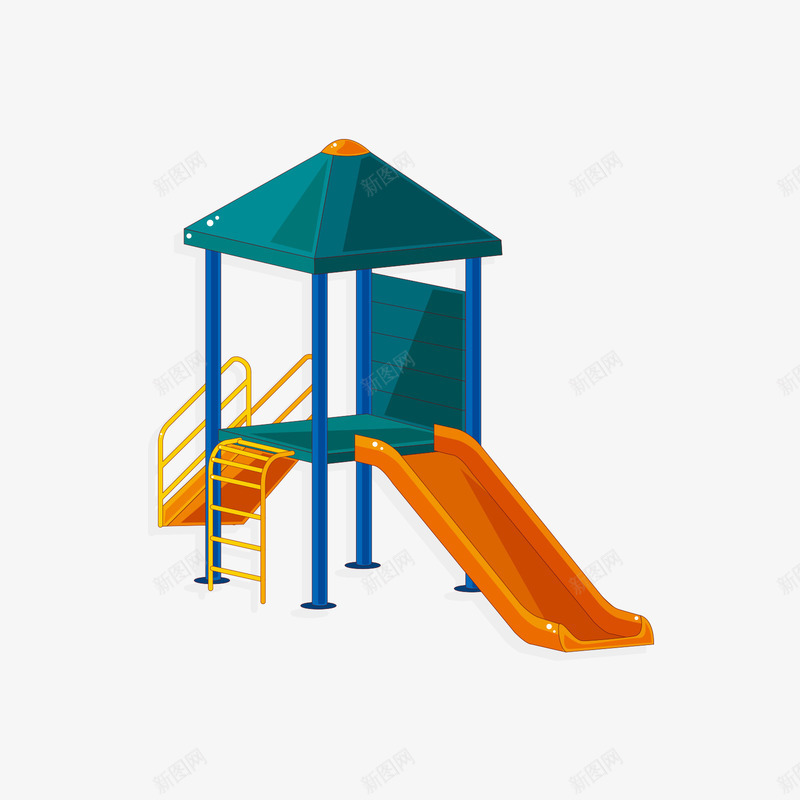 绿橙色滑滑梯png免抠素材_新图网 https://ixintu.com 手绘 滑滑梯 滑滑梯剪影 绿橙色