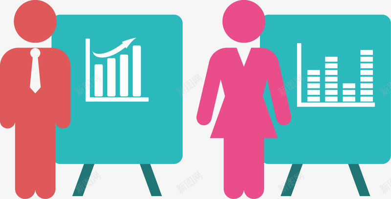 创意男女性别统计图png免抠素材_新图网 https://ixintu.com 人口 分布 性别 数据 说明