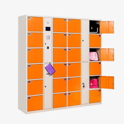 电子储物柜橙色超市存包柜示意图高清图片