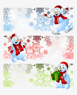 雪人横幅雪花和雪人横幅装饰矢量图高清图片