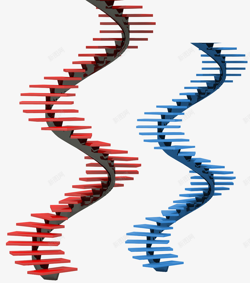 旋转台阶png免抠素材_新图网 https://ixintu.com 台阶 室内 旋转楼梯 盘旋楼梯 红色 蓝色 螺旋