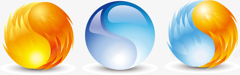 水球和火球png免抠素材_新图网 https://ixintu.com 橙色 水球 火球 球 蓝色