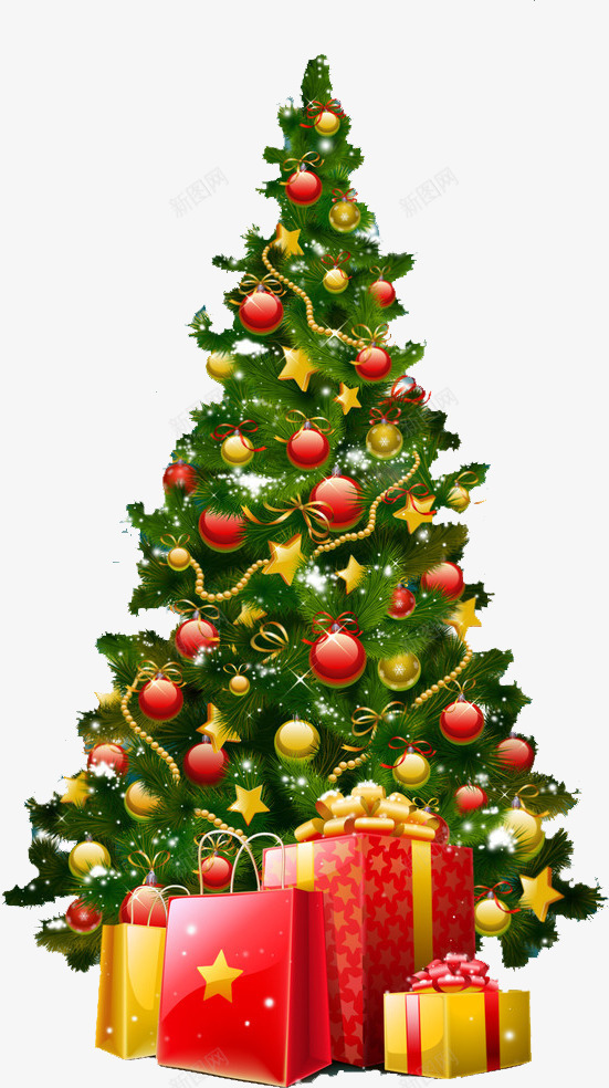 创意合成挂满彩球五角星的圣诞树png免抠素材_新图网 https://ixintu.com 五角星 创意 合成 圣诞树 彩球
