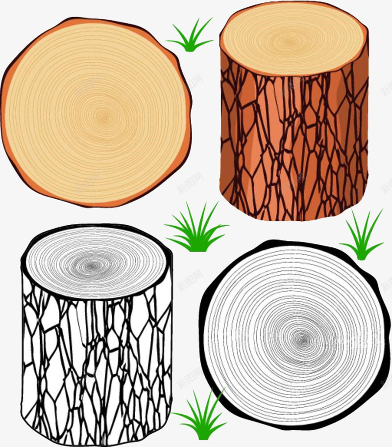 手绘树桩树龄纹理png免抠素材_新图网 https://ixintu.com 年轮 手绘 树 树木 树轮 树龄 纹理