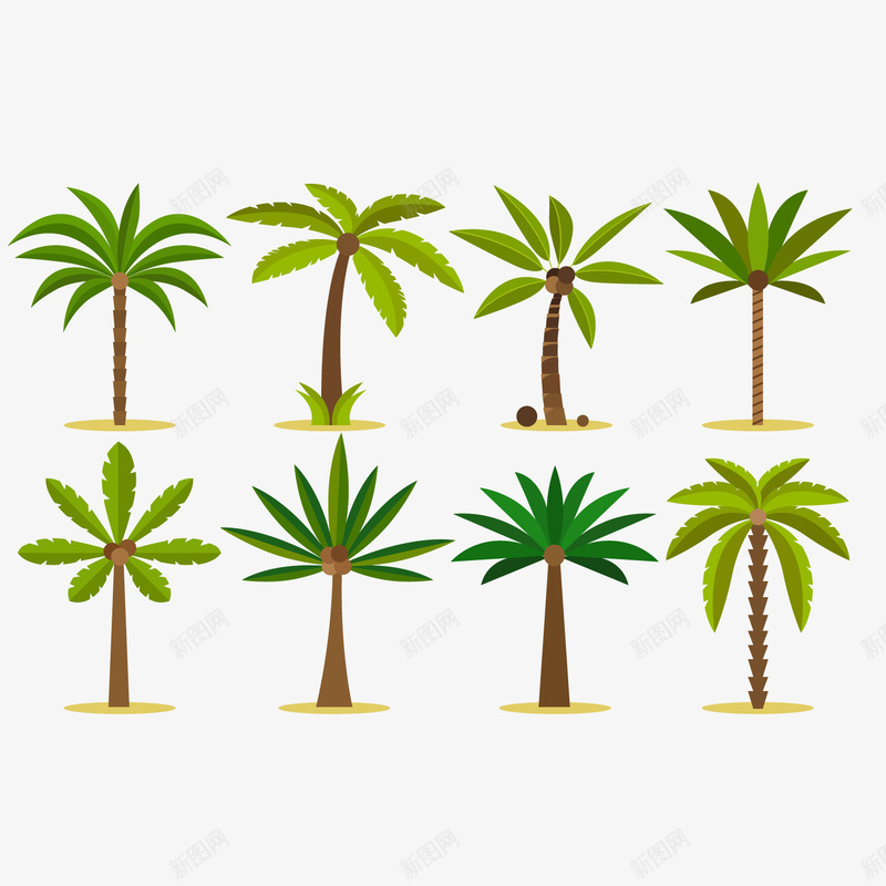 绿色棕榈树png免抠素材_新图网 https://ixintu.com 卡通树木 卡通植物 棕榈树 绿色树木 背景装饰