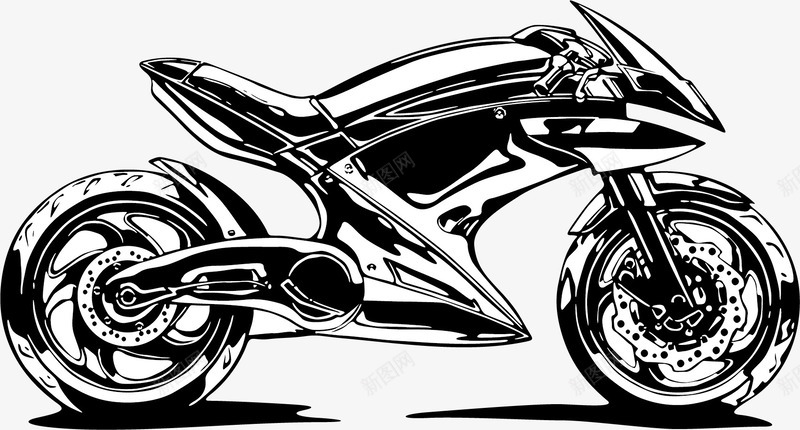 摩托车png免抠素材_新图网 https://ixintu.com AI 交通工具 各式摩托 摩托 摩托图案 摩托车 机车 潮流 装饰 黑色