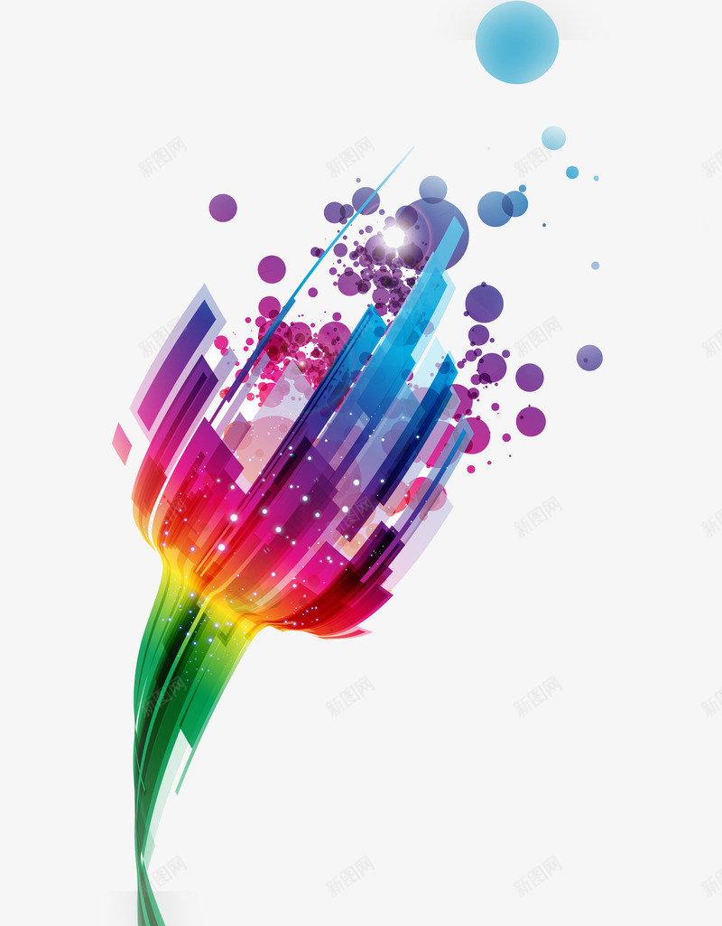 花束png免抠素材_新图网 https://ixintu.com 创意 彩色 水墨 泼墨 潮流 科技 立体花朵 花朵 花束